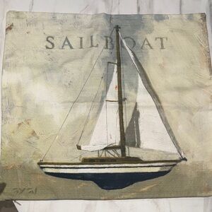 3 pillow covers -Sailboat Canvas Art